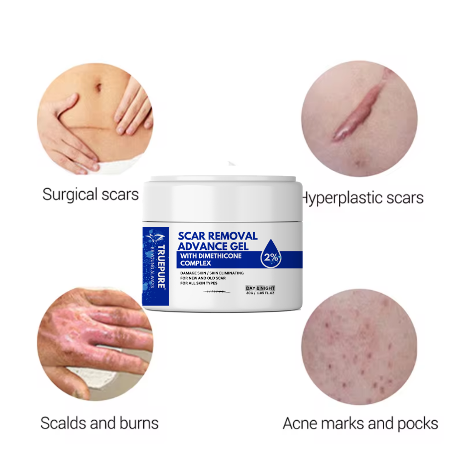 TruePure Advanced Scar Removal Gel Fade Acne Scars Stretch Marks Dark Spots for Clear Skin
